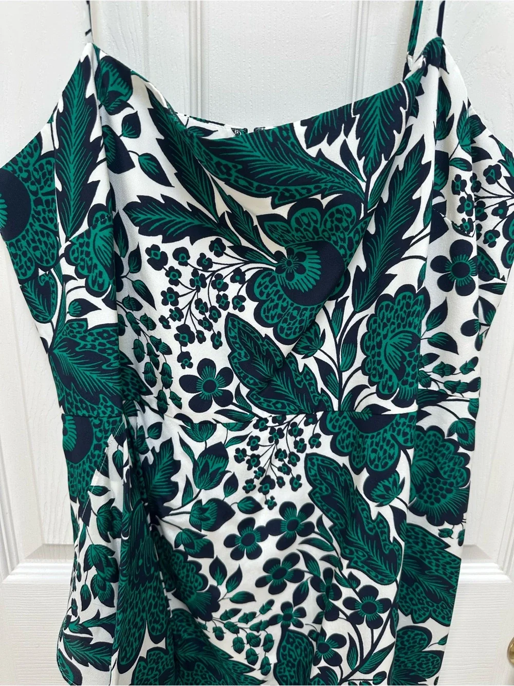 NWT J.Crew Silk Green Floral Slip Dress with ruffle skirt detail